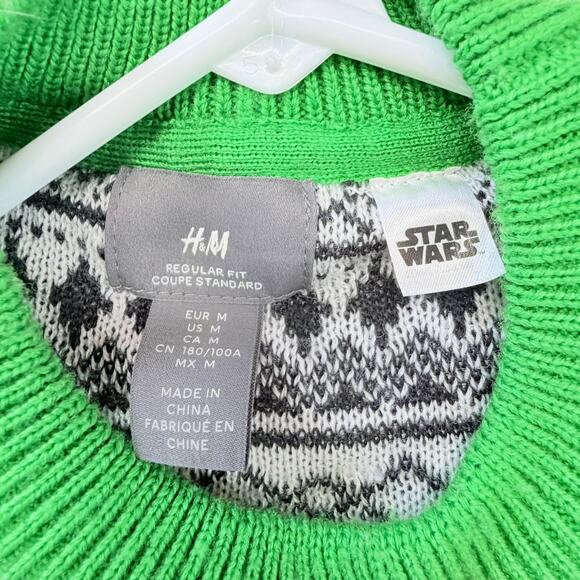 H&M Star Wars Grogu Yoda Joy To the Galaxy Holiday Sweater Size M Christmas - Picture 4 of 8